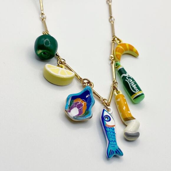NEW Sardines & Cigarettes Ceramic Charm Layering Necklace - Picture 6 of 8